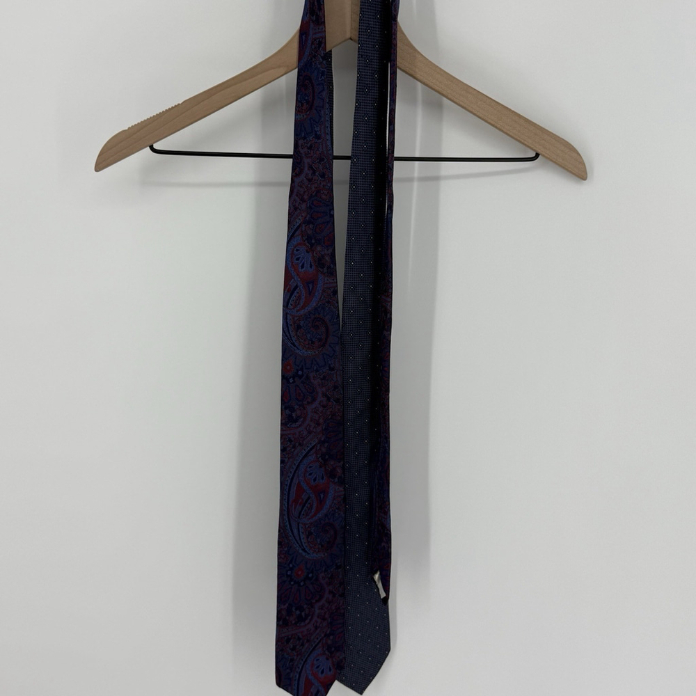 Christian Dior Lot Of (2) Men’s 100% Silk Neck Ties Canada Paisley Blue